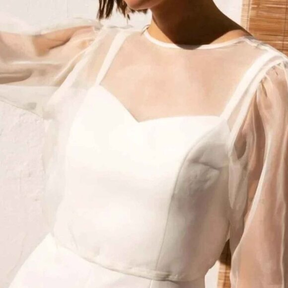 Silk Bridal Organza Wedding Cover Up / Topper (NWOT) - Picture 4 of 6